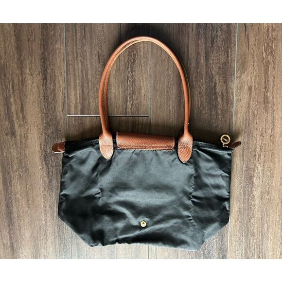 Longchamp Paris Black Brown Leather Le Pliage Shopping Modele Depose Bag Tote - Picture 2 of 15
